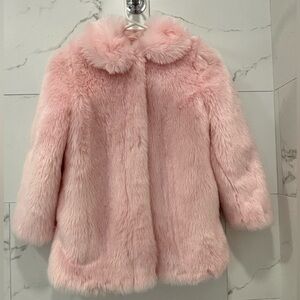 Janie and Jack Girls light pink fur coat.